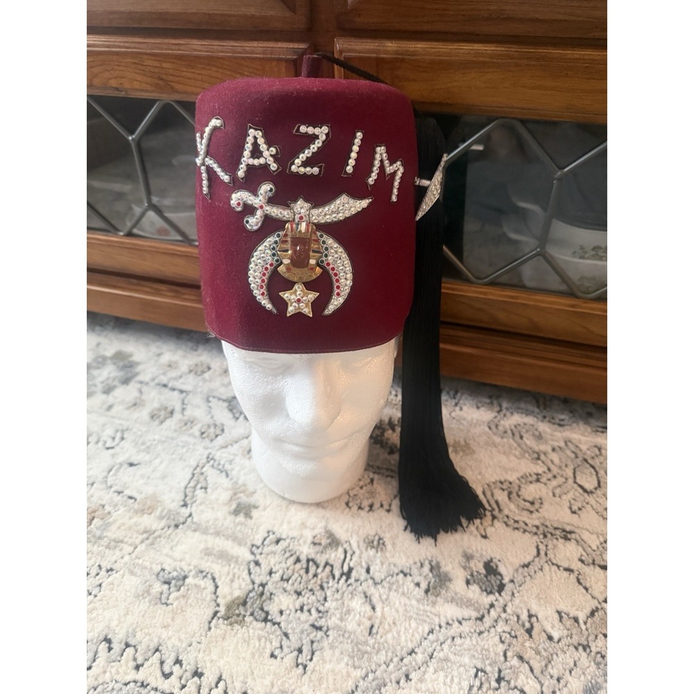 Masonic Kazim Shriners Fez Hat with Tassel, Roanoke VA -Missing Insert